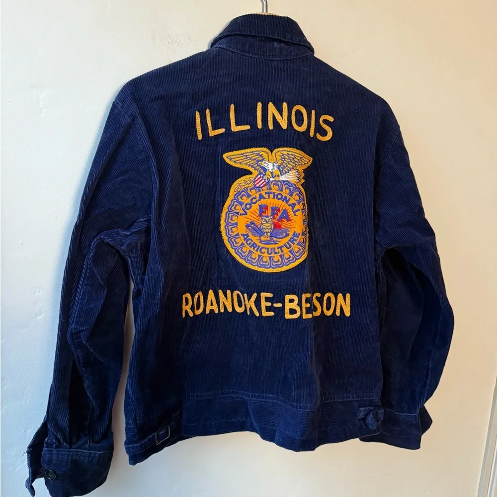 Vintage FFA Jacket, Blue Corduroy, Small - Picture 4 of 5